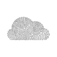 Continuous one line drawing geometric shapes, cloud icon. Simple line, outline vector 3d figures icons for ui and ux, website or mobile application. Swirl curl style. Single line draw design vector