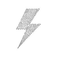 Single one line drawing lightning bolt, electric power. Energy and thunder electricity symbol. Flash, power fast speed. Swirl curl style. Continuous line draw design graphic vector illustration
