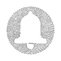 Single continuous line drawing bell icon isolated. Notification symbol modern, icon for website design, mobile app, ui. Swirl curl circle background style. One line draw graphic vector illustration