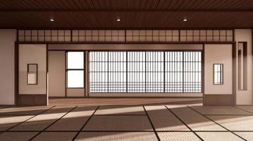 The room is spacious design of the Japanese style  And light in natural tones. 3D rendering photo