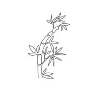 un dibujo de una sola línea de árboles de bambú para la identidad del logotipo de la plantación. concepto de planta con flores perennes de hoja perenne fresca para el icono de la planta. Ilustración gráfica de vector de diseño de dibujo de línea continua moderna