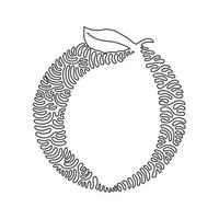 Single one line drawing whole healthy organic lemon for orchard logo identity. Fresh zest fruitage concept for fruit garden icon. Swirl curl circle background style. Continuous line draw design vector