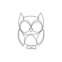 One continuous line drawing of cute owl bird for company logo identity. Symbol of education, wisdom, school, smart, knowledge, vision icon concept. Single line draw graphic design vector illustration