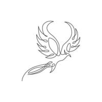 One continuous line drawing of elegant phoenix bird for company logo identity. Business icon concept from animal shape. Modern single line draw vector design graphic illustration