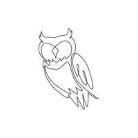 un dibujo de una sola línea de elegante pájaro búho para la identidad del logotipo de la empresa. símbolo de la educación, la sabiduría, el sabio, la escuela, el concepto de icono de conocimiento inteligente. Ilustración gráfica de vector de diseño de dibujo de línea continua