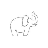 One continuous line drawing of big cute elephant company logo identity. African zoo animal icon concept. Dynamic single line draw design vector graphic illustration