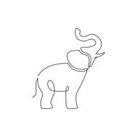 One continuous line drawing of big cute elephant company logo identity. African zoo animal icon concept. Modern single line vector graphic draw design illustration