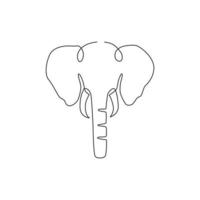 Single continuous line drawing of big cute elephant business logo identity. African safari icon concept. Dynamic one line graphic draw design vector illustration