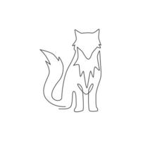 Single continuous line drawing of cute fox corporate logo identity. Mammals zoo animal icon concept. Dynamic one line vector draw design graphic illustration