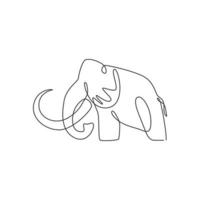 One continuous line drawing of big mammoth company logo identity. Prehistoric animal from ice age icon concept. Modern single line draw vector graphic design illustration