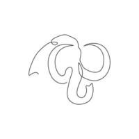 un dibujo de línea continua de la identidad del logotipo de la gran empresa mamut. animal prehistórico del concepto de icono de la edad de hielo. Ilustración gráfica de vector de diseño de dibujo de línea única dinámica