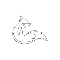 One single line drawing of cute fox company logo identity. City zoo icon concept. Dynamic continuous line draw design vector graphic illustration