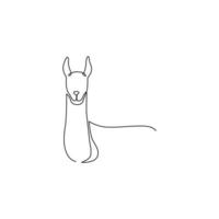 One continuous line drawing of cute elegant llama for company logo identity. Business icon concept from mammal animal shape. Modern single line graphic draw vector design illustration