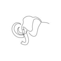 Single continuous line drawing of big mammoth corporate logo identity. Ancient animal from ice age icon concept. Modern one line graphic draw design vector illustration