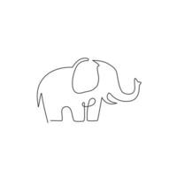 dibujo de línea continua única de la identidad del logotipo de la empresa de elefante lindo grande. concepto de icono de safari africano. Ilustración gráfica de diseño vectorial de dibujo de una línea moderna vector