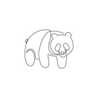 One continuous line drawing of adorable panda for company logo identity. Business icon concept from cute mammal animal shape. Trendy single line draw vector graphic design illustration