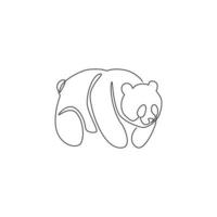 One single line drawing of cute panda for company logo identity. Business corporation icon concept from china bear animal shape. Trendy continuous line draw design vector graphic illustration