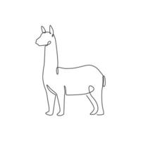 un dibujo de línea continua de llama elegante para la identidad del logotipo de la empresa. concepto de icono empresarial de forma animal mamífero. Ilustración gráfica de diseño vectorial de dibujo de una sola línea de moda vector