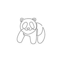 One single line drawing of cute panda for company logo identity. Business corporation icon concept from china bear animal shape. Modern continuous line graphic vector draw design illustration