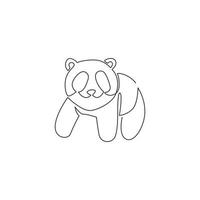 One single line drawing of cute panda for company logo identity. Business corporation icon concept from china bear animal shape. Modern continuous line graphic vector draw design illustration