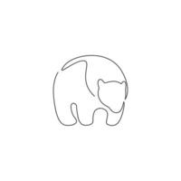 Single continuous line drawing of wild elegant bear for corporation logo identity. Company icon concept from wild animal shape. Modern one line draw graphic design vector illustration