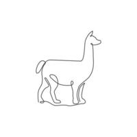 Single continuous line drawing of adorable llama for corporation logo identity. Company icon concept from mammal animal shape. Dynamic one line draw vector design graphic illustration