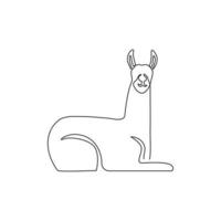 One single line drawing of cute llama for company logo identity. Business corporation icon concept from animals typical of South America. Modern continuous line draw vector design graphic illustration