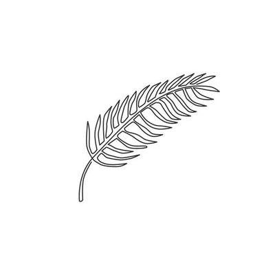 One single line drawing tropical leaf fern plant. Printable poster decorative houseplant concept for home wall decor wallpaper ornament. Modern continuous line draw graphic design vector illustration
