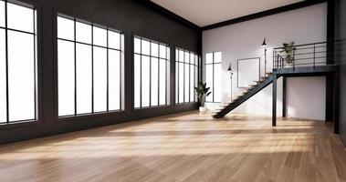 The interior ,Modern loft style living interior design. 3d rendering photo