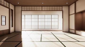 The room is spacious design of the Japanese style  And light in natural tones. 3D rendering photo