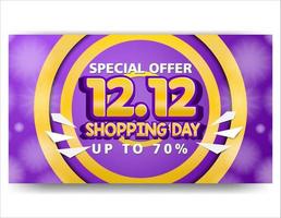 banner de promoción de venta de diciembre de día de compras púrpura 12 12 vector