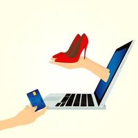 Online Shopping on Laptop. vector