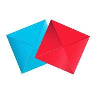 Red and blue square envelopes on a white background. vector