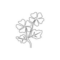 Single one line drawing of beauty fresh common mallow for home decor wall art poster print. Printable decorative malva sylvestris flower concept. Modern continuous line draw design vector illustration