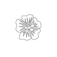 dibujo de una sola línea belleza malva púrpura fresca para el logotipo del jardín. Flor decorativa imprimible de malva sylvestris para decoración del hogar, póster de arte de pared. Ilustración de vector de diseño de dibujo de línea continua moderna