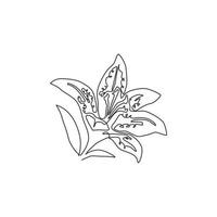 Dibujo de una sola línea Beauty Fresh Lilium para decoración de pared del hogar, póster de arte. Flor de lirio tigre decorativa imprimible para tarjeta de invitación de boda. Ilustración de vector de diseño de dibujo de línea continua moderna