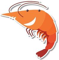 Shrimp sea animal cartoon sticker vector