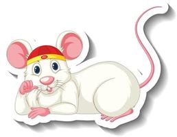 White rat in chinese costume cartoon character vector