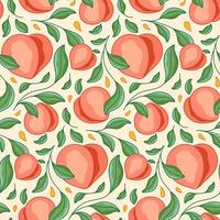 Peach Fruit Vector Seamless Pattern Design