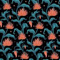 Awesome Unique  Botanical Night Vector Seamless Pattern Design