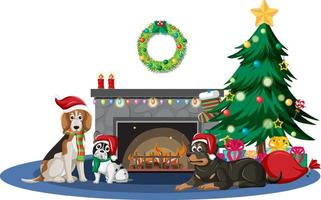 Fireplace with decorative objects in Christmas theme vector