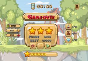 Game user interface with game over and three stars vector