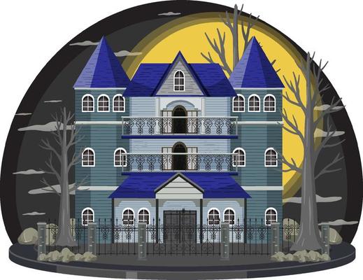 Haunted house at night scene