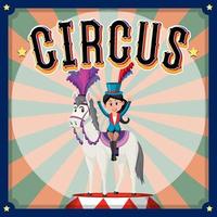 Diseño de banner de circo con niña maga. vector