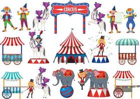 Set of amusement park elements isolated vector