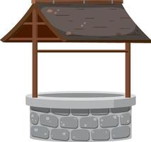 Stone well with rooftop on white background vector