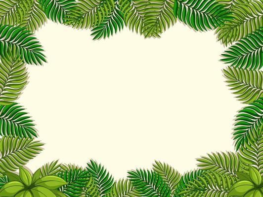 Empty background with tropical leaves elements