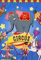 Diseño de banner de circo con personaje de animal de circo. vector