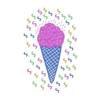 Ice-cream summer  one product. Bright color. Hand drawn style. vector