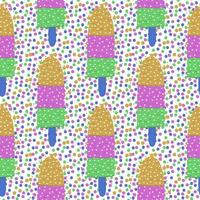 Ice-cream summer seamless pattern. Bright color. Hand drawn style. vector